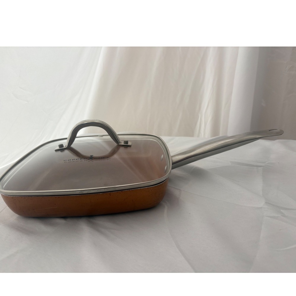 Copper Chef 9.5 Inch Square Non-Stick Frying Pan Skillet with Glass Lid